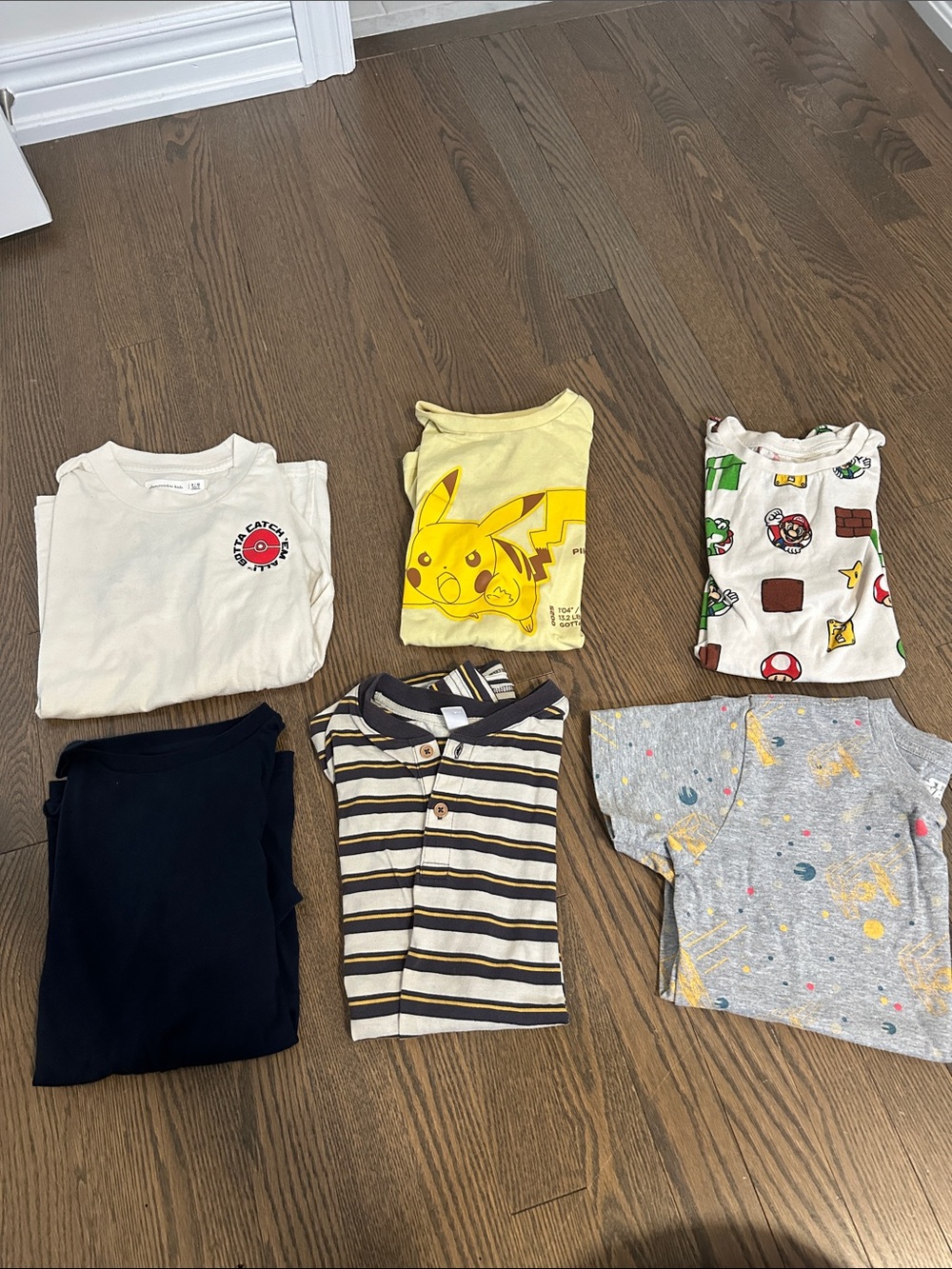 Collection of Boys Large 10-12 Graphic T-Shirts, Pikachu, Super Mario, Star Wars